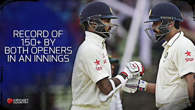 Shikhar Dhawan, Murali Vijay and other opening pairs scoring 150+ for a team in the same Test innings