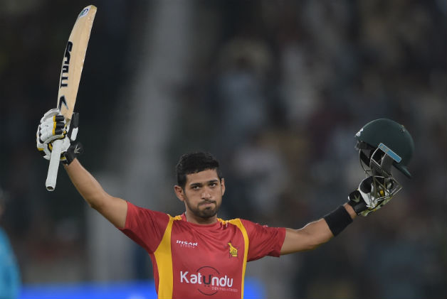 Sikandar Raza celebrates scoring a century against Pakistan in Pakistan © AFP