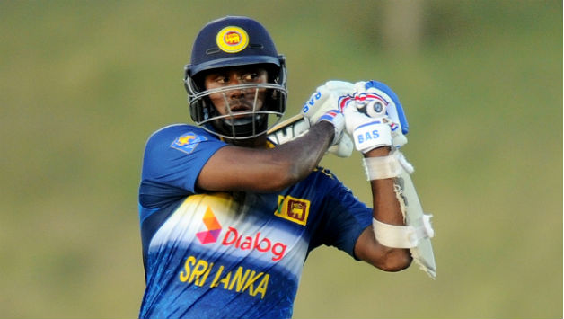 Angelo Mathews (above) was dismissed for 23 off spinner, Imad Wasim © AFP