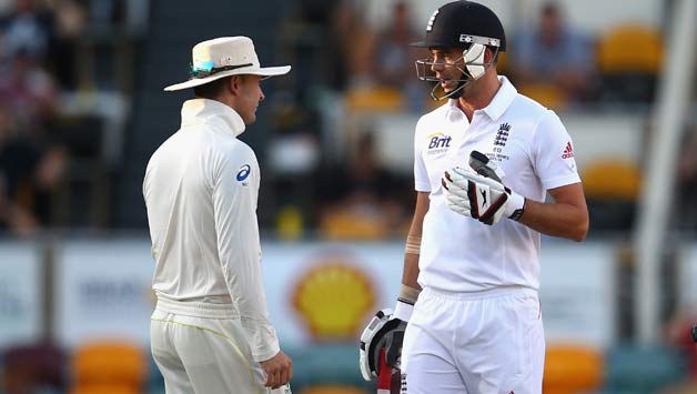 James Anderson (right) was told to "get ready for a broken fucking arm" by Australia captain Michael Clarke during the Ashes Down Under © Getty Images