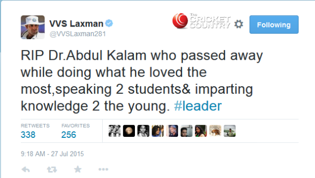 Photo Courtesy: Screenshot of VVS Laxman's twitter handle