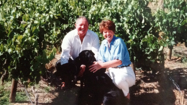 Eddie and Cally Barlow at their vineyard in South Africa