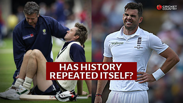 Glenn McGrath (left) sustained an injury that changed the course of Ashes 2005; will the injury to James Anderson prove to be the same? © Getty Images