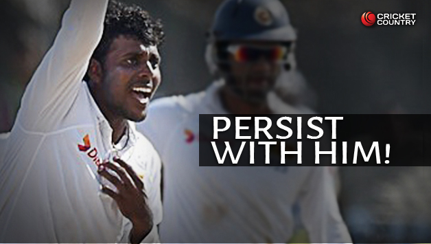 Tharindu Kaushal was the pick of the bowlers for Sri Lanka at Galle © AFP