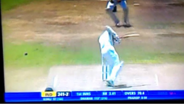 Shikhar Dhawan got a nasty blow. Photo courtesy: Sony Six screengrab