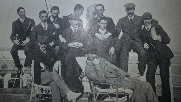 The English Professional Cricketers on board the Orontes: Photo from: ‘How we Recovered The Ashes’ by PF Warner. 