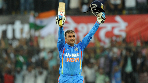 Virender Sehwag smashed 25 fours and 7 sixes during his destructive innings © AFP