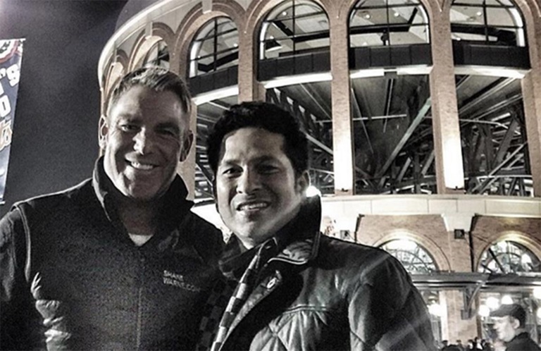 Shane Warne and Sachin Tendulkar at Citi Field in New York (Photo Courtesy: Shane Warne via Instagram)