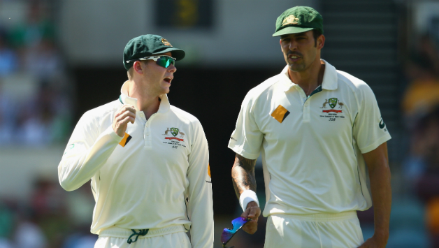 Steven Smith (left) revealed that Mitchell Johnson (right) had told his team mates and coach Darren Lehmann of his decision after play on the fourth day © Getty Images