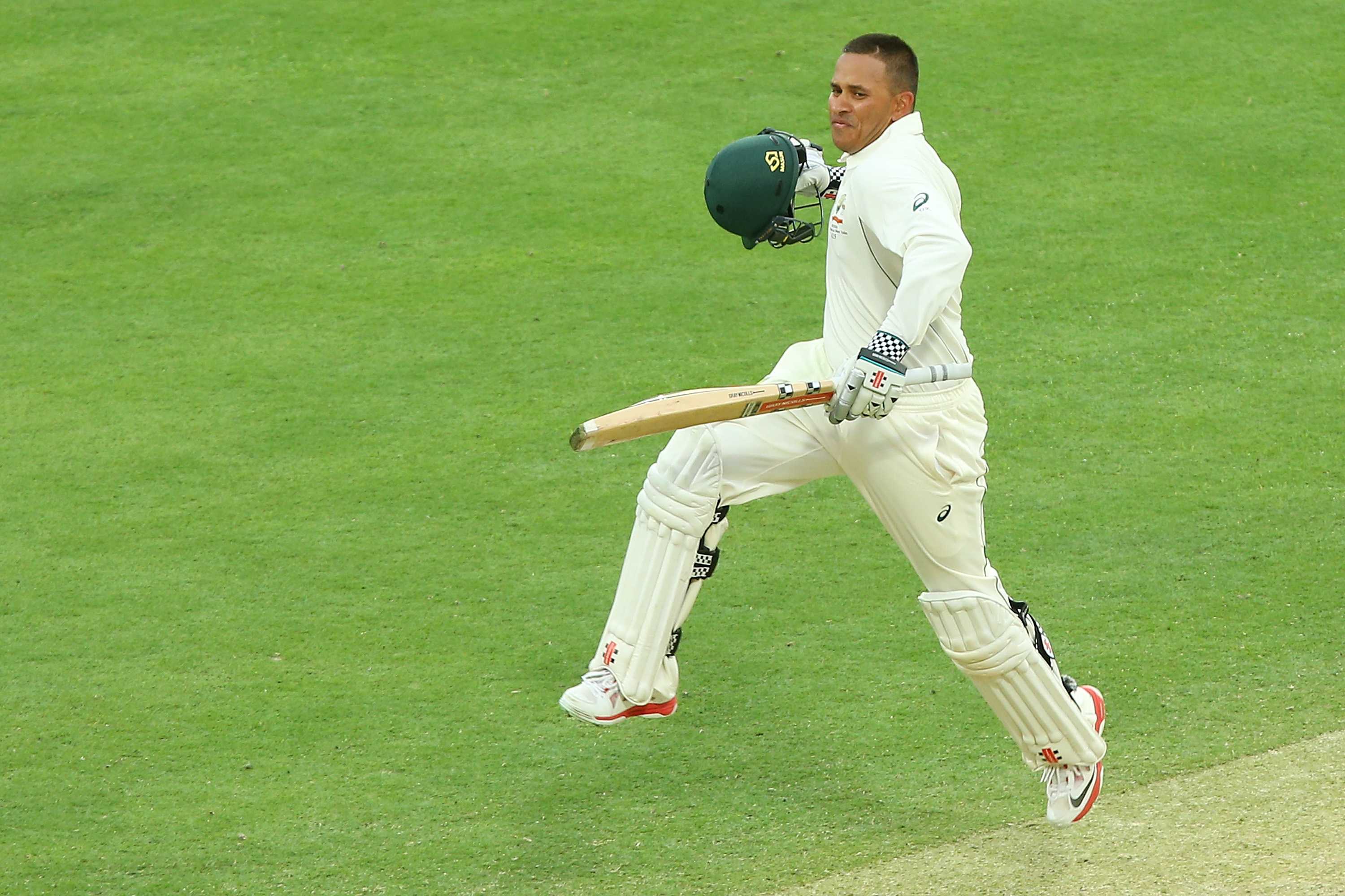 Usman Khawaja scored his first ever Test ton in Brisbane   against New Zealand © Getty Images