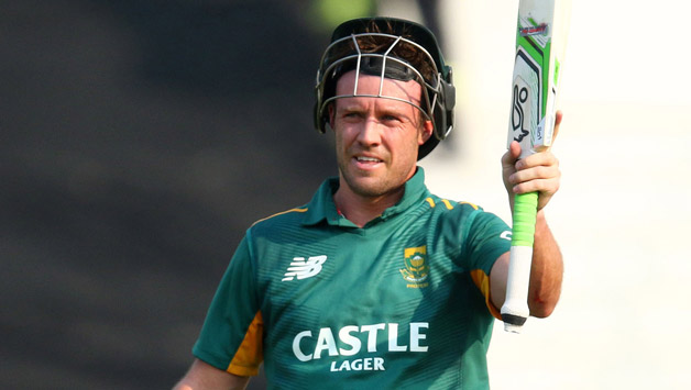 AB de Villiers celebrates after completing his half-century in the third and final ODI against New Zealand © Getty Images