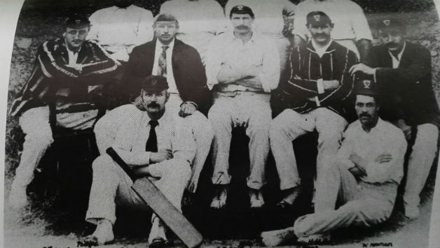 Charles Aubrey Smith seated in the centre of the middle row in this picture of the Sussex side of the late 1880s. Photo courtesy: Roger Mann collection