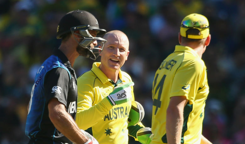 Here’s Haddin giving Elliott a send-off in the World Cup final © Getty Images 