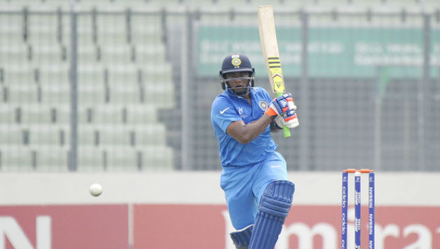 Sarfaraz Khan top-scored for India with 51 runs in the final of ICC Under-19 Cricket World Cup vs West Indies © Getty Images