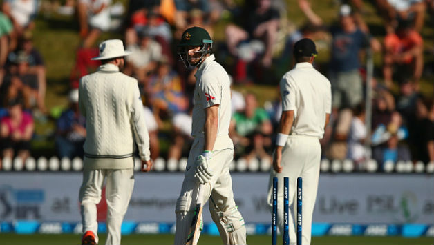 Adam Voges reacts after being bowled off a no ball by Doug Bracewell of New Zealand during day one of the Test match between New Zealand and Australia at Basin Reserve  © Getty Images