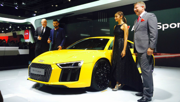 Virat Kohli and Alia Bhatt together unveiled the fastest model of Audi in India. Picture Courtesy: Audi India Twitter account