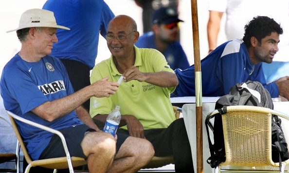 From left: Greg Chappell, Rudi Webster, Mohammad Kaif © Getty Images