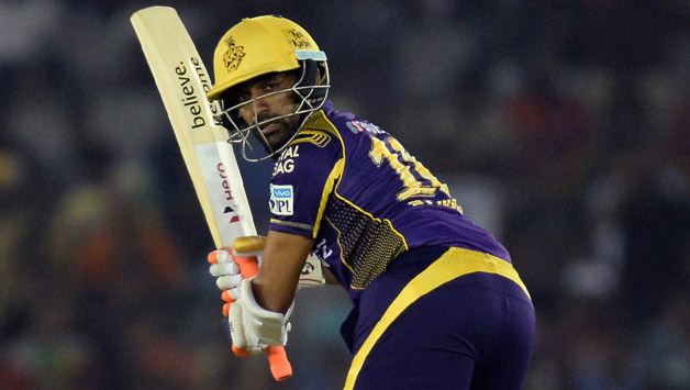 Robin Uthappa (above) was dismissed for an unfortunate duck by fast-bowler Albie Morkel © AFP