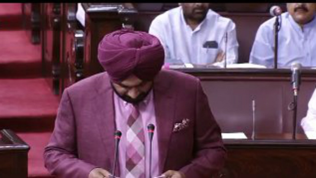 Navjot Singh Sidhu taking oath. Picture courtesy: ANI's Twitter handle 