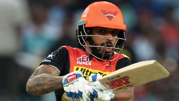 Shikhar Dhawan (above) was dismissed for a mere single by Brendon McCullum off an unfortunate run out © AFP