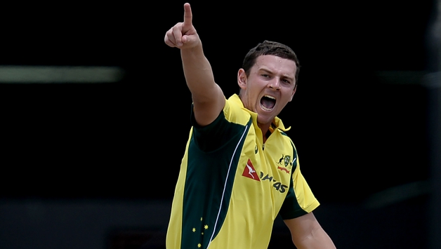 Josh Hazlewood completed his spells at 2 for 20 at end of 10 overs against South Africa at Guyana on Tuesday © AFP