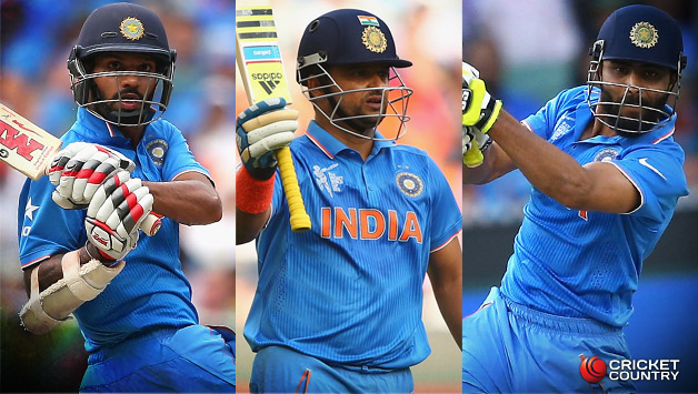 The trio of Shikhar Dhawan, Suresh Raina and Ravindra Jadeja have lots to deliver for their team if they wish to improve © Getty Images
