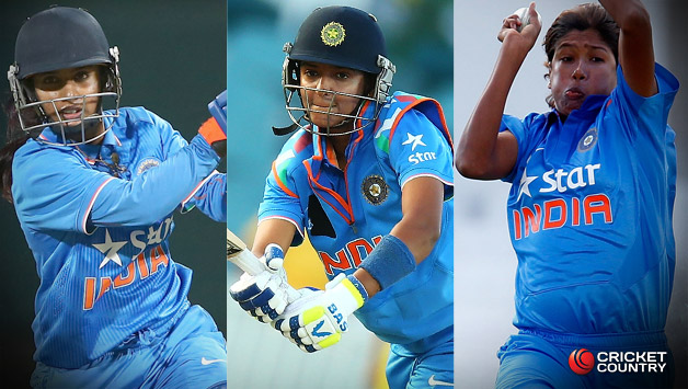 Left to right (Mithali Raj, Harmanpreet Kaur, Jhulan Goswami) © Getty Images
