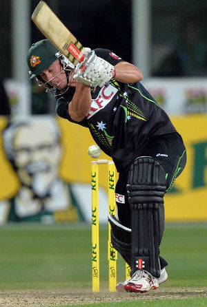 Chris Lynn scored a quickfire 77 in Guyana's successful run chase © AFP
