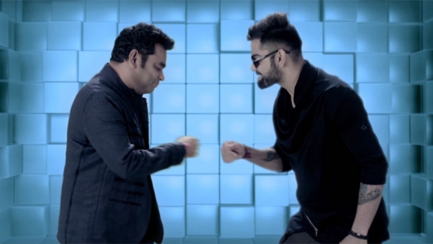 Virat Kohli and AR Rahman grooving and rapping in Futsal Premier League Photo Courtesy: AR Rahman Twitter Account