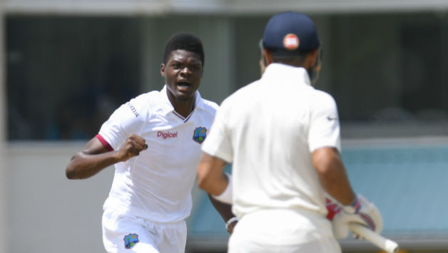 Alzarri Joseph claimed the wickets of Virat Kohli and Rohit Sharma © AFP