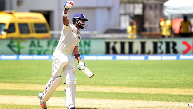 KL Rahul celebrates as he scores 150 against West Indies on Day 2 of 2nd Test at Kingston © AFP