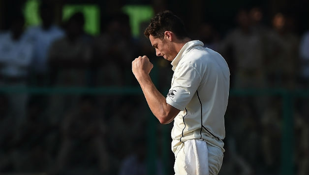 Mitchell Santner picked up a five-wicket haul and scored a fifty in the first Test at Kanpur © AFP