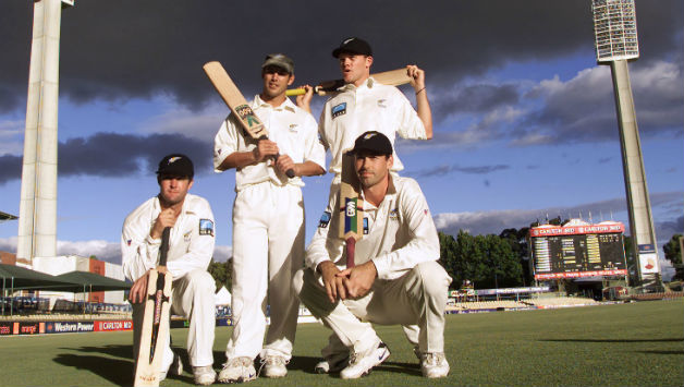 Clockwise from bottom left: Nathan Astle, Adam Parore, Lou Vincent, Stephen Fleming — the four New Zealand centurions © Getty Images