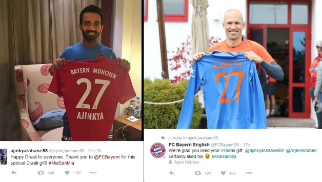 Ajinkya Rahane (Left) and Arjen Robben. Photo Courtesy: Ajinkya Rahane and Bayern Munich twitter handles