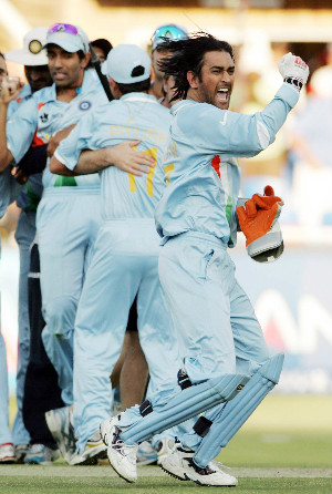 MS Dhoni led India to the World T20 title in his very first tournament as captain © Getty Images 