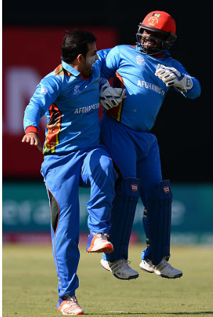 Rashid Khan (left) scalped 9 wickets in Desert T20, while Mohammad Shahzad (right) scored 176 runs in the tournament © AFP