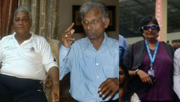 Rajinder Goel (left), Padmakar Shivalkar (centre) and Shanta Rangaswamy (right) © Ayush Puthran, AFP and PTI