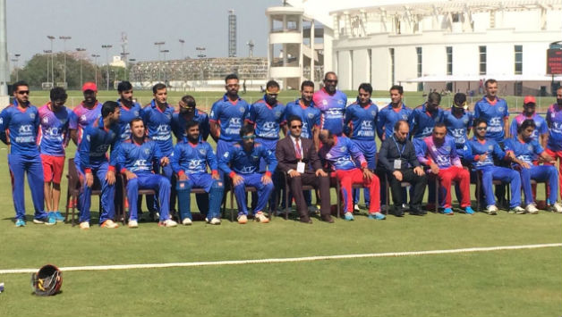 Afghanistan team photo before the historic 1st T20I against Ireland at Greater Noida Stadium © Aditya Sahay