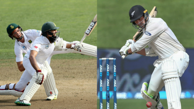 In the 12th over, Hashim collided with Theunis de Bruyn while Colin de Grandhomme raises his maiden fifty on Day Four © AFP & Getty Images