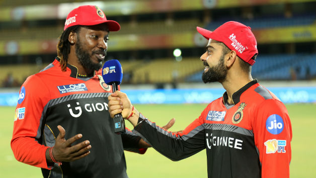 Both Chris Gayle (Left) and Virat Kohli scored fifties in RCB's 21-run over GL © BCCI