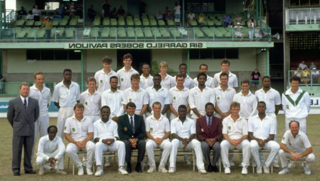 The West Indies and South Africa teams before that historic Test at Kensington Oval © Getty Images