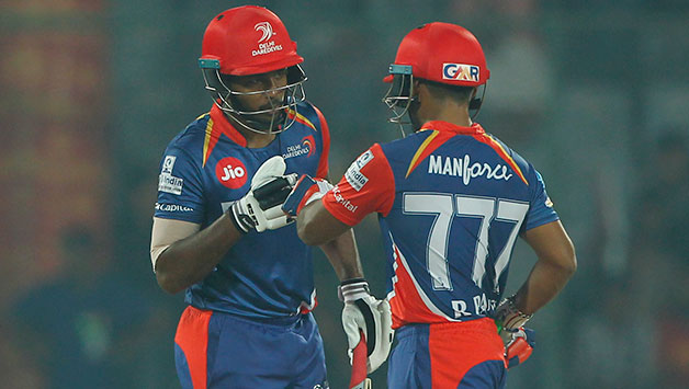 Rishabh Pant (right) and Sanju Samson’s smashing partnership of 143 runs helped DD get over the mark with 7 wickets to spare © BCCI