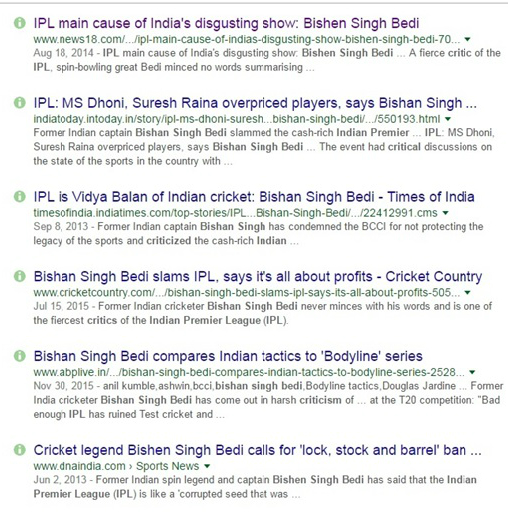 Caption: Bishan Singh Bedi: Not a fan! 