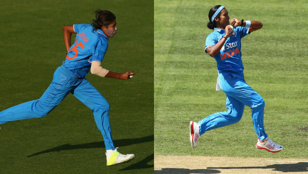 Jhulan Goswami (left) and Shikha Pandey are two of only three seamers in the India Women squad for the upcoming World Cup © Getty Images
