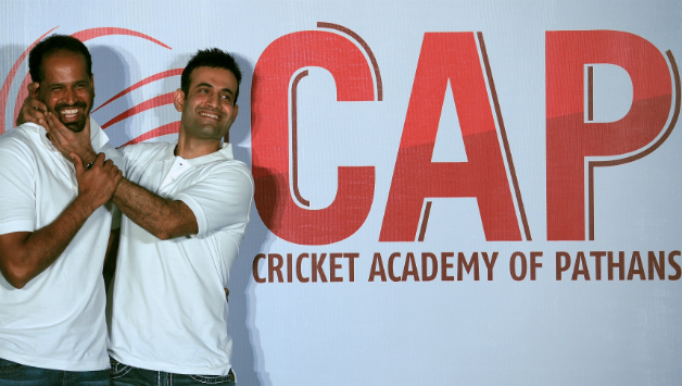 The core team at the Cricket Academy of Pathans is made up of cricketing greats like former India coach Greg Chappell and Cameron Tradell along with Yusuf Pathan (left) and Irfan Pathan © AFP
