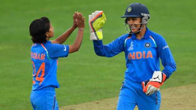 Poonam Yadav celebrates a fall of wicket © Getty Images