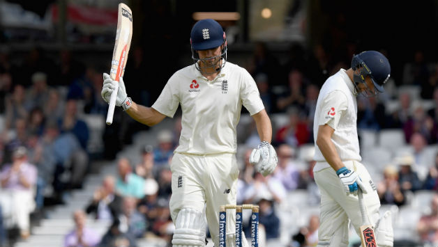 Alastair Cook acknowledges fans after reaching his fifty © Getty Images 
