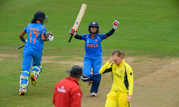 Poonam Raut celebrates her maiden century in World Cup © Getty Images