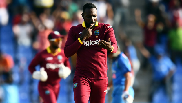 Evin Lewis reacts after Virat Kohli's wicket © AFP
