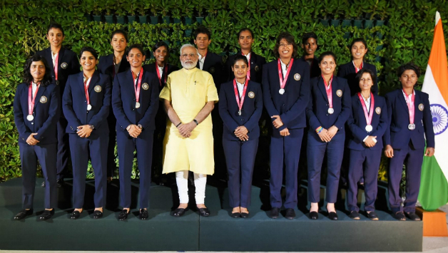 India Women met PM of India, Narendra Modi during their felicitation ceremony © IANS